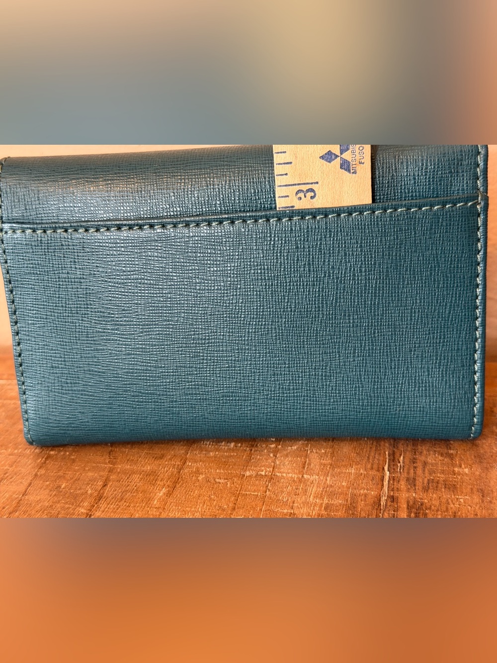 Dooney & Bourke Teal Saffiano Leather Wallet with Duck Emblem - Picture 4 of 9